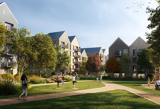 A external CGI of Hertford Locks