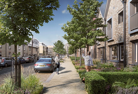 A external CGI of Hertford Locks